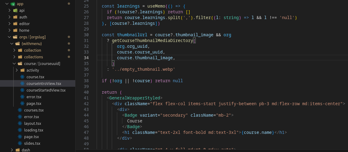 Course introduction page file location